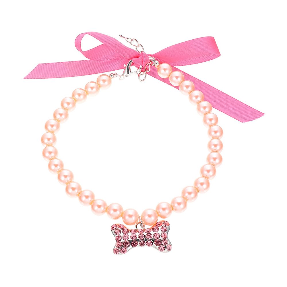 STOBAZA Decorative Pearl Collar for Cats and Dogs with Alloy and Rhinestones