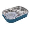 Tomantery Leakproof Stainless Steel Bento Box with 4 Compartments, 9.8 x 6.7 x 1.6 in, Large Lunch Box for School and Office, Microwave-Safe, Blue/Yellow view 3