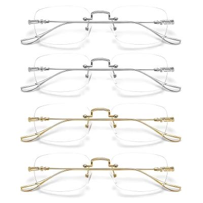 4-Piece Smart Focus Glasses, Self-Adjusting Autofocus Reading Glasses, Rimless Anti-Blue-Light Design