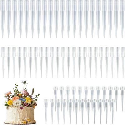 210 Clear Flower Tubes for Cake Decorating, 3 Sizes