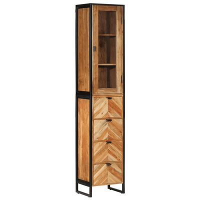 mtlskopl Tall Bathroom Cabinet 40 x 30 x 190 cm, Acacia Wood and Iron