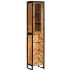 mtlskopl Tall Bathroom Cabinet 40 x 30 x 190 cm, Acacia Wood and Iron view 1