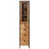 mtlskopl Tall Bathroom Cabinet 40 x 30 x 190 cm, Acacia Wood and Iron view 3
