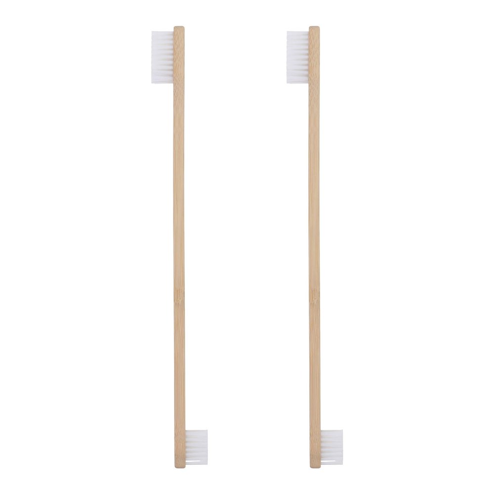 ULTECHNOVO 2-Pack Bamboo Toothbrushes for Dogs and Cats, Double-Sided, White