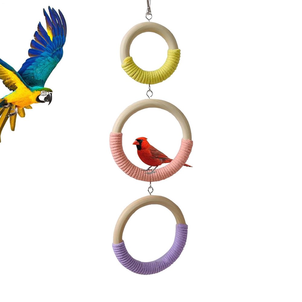 Wooden Bird Cage Swing and Hanging Enrichment Toy