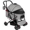 AZHKJKZH Foldable Pet Stroller with Storage Basket and Removable Carrier, Gray view 1