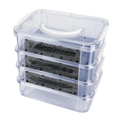 Mealworm Storage Container, 4-Tier Clear Mesh Breeding Set