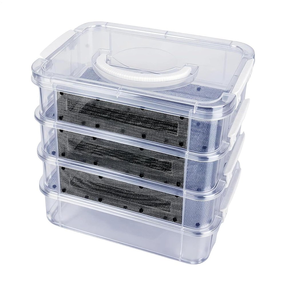 Mealworm Storage Container, 4-Tier Clear Mesh Breeding Set