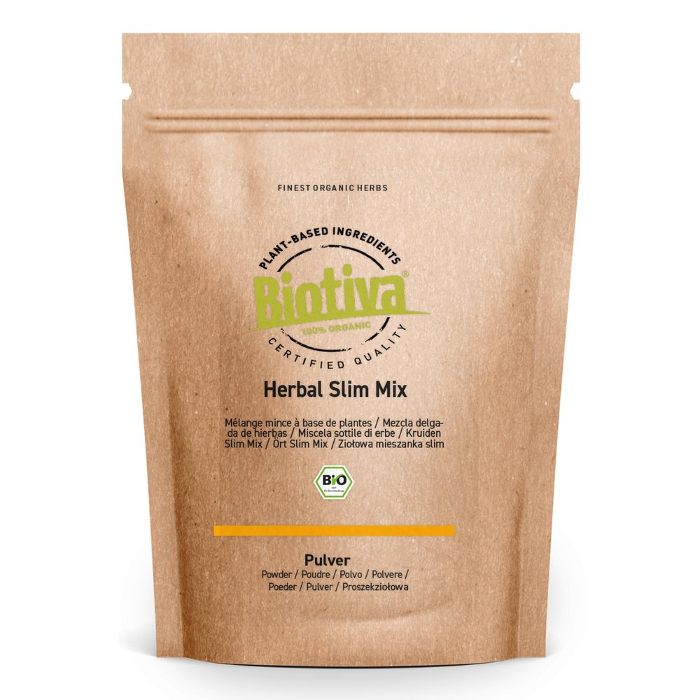 Biotiva Organic Herbal Slim Mix 600 g – With Glucomannan, Maca, Psyllium Husk, Ashwagandha, Beetroot, Matcha, Mate, Tulsi & More – 100% Natural & Vegan