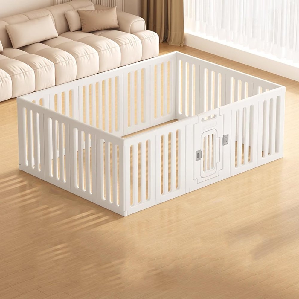 60 cm High Plastic Puppy Playpen with Door, Portable Dog Fence, 173 x 123 cm