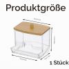 Cotton Swab Holder with Bamboo Lid, Clear Acrylic view 2