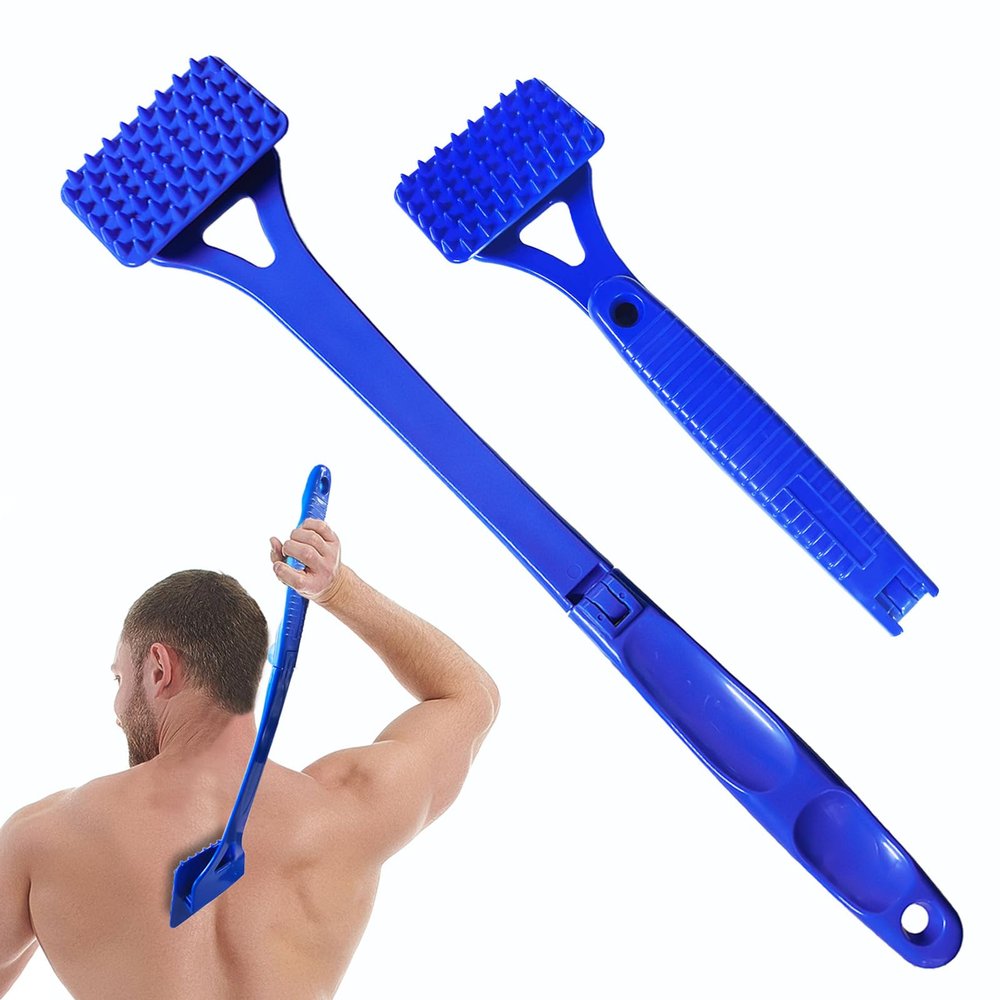 Folding Massage Scratcher with Extended Reach and Pet Grooming Brush