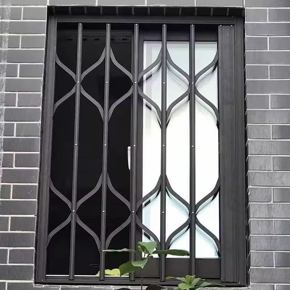Folding Sliding Window Security Grille, Aluminum Alloy, Storm-Resistant