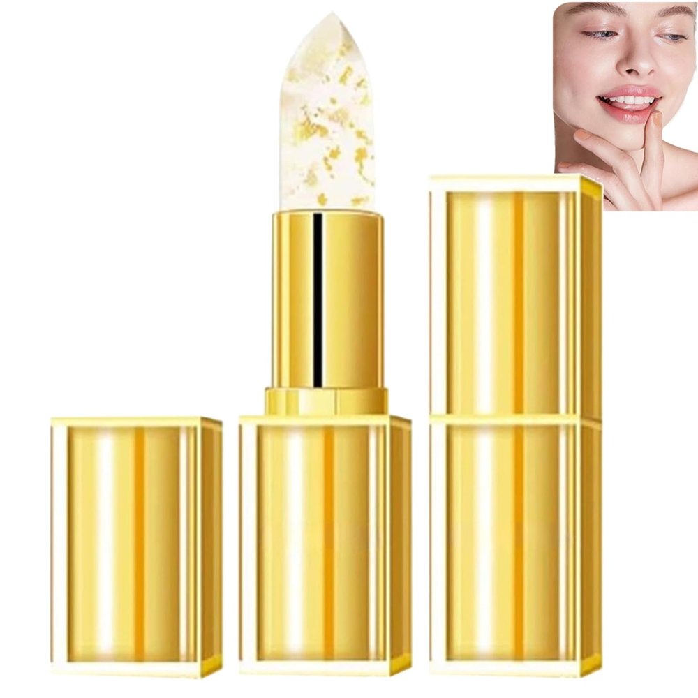 pH Color-Changing Transfer-Resistant Lipstick with Gold Foil