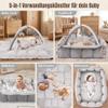 BOBYS 5-in-1 Baby Play Gym with Baby Nest, Play Mat, Toys, Playpen & Ball Pit, Gray view 2