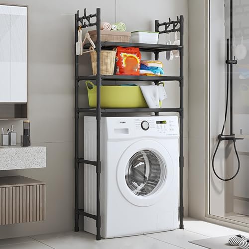 FGXHHS 3-Tier Laundry Shelf with Hooks for Washer and Dryer