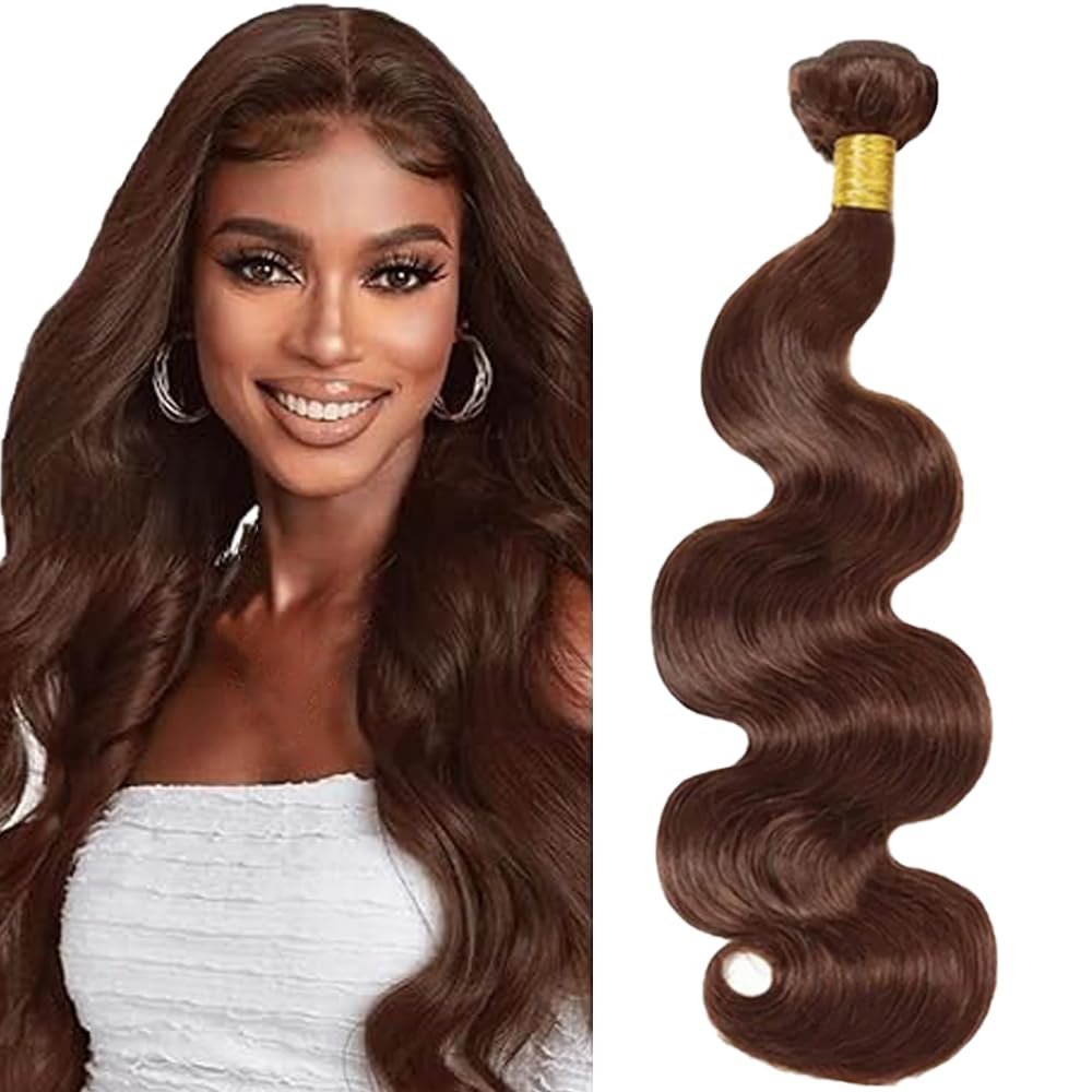 Tuheerst 34-Inch Body Wave Human Hair Bundle, #4 Chocolate Brown, Remy Hair, Double Weft, 100 g