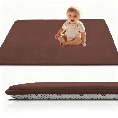 RxueSug Foldable Baby Crawling Mat, 80 x 150 cm, 3 cm Thick, Brown