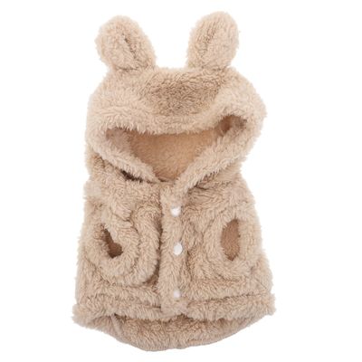 WATIIFUFU Khaki Hoodie with Bunny Ears for Small Pets