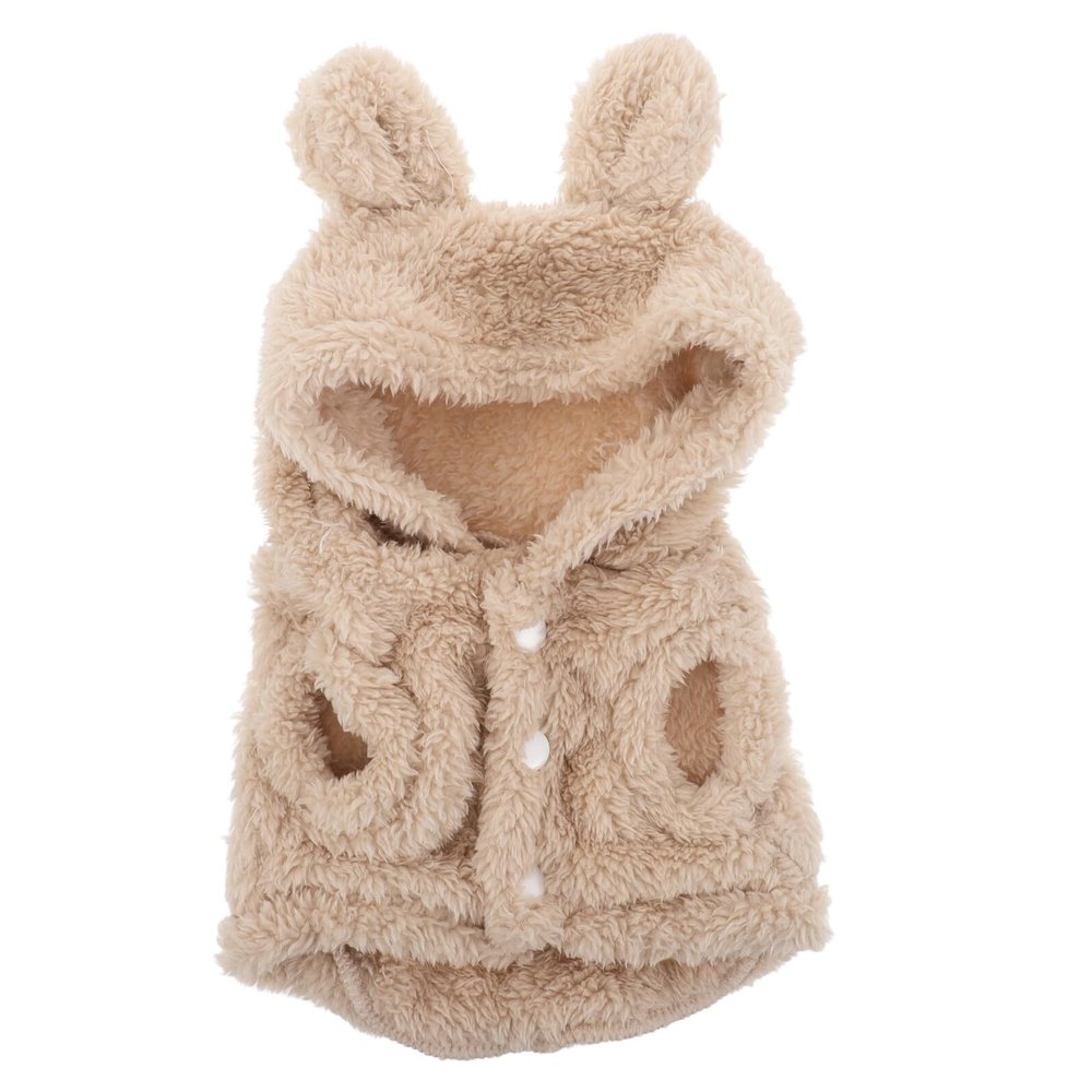 WATIIFUFU Khaki Hoodie with Bunny Ears for Small Pets