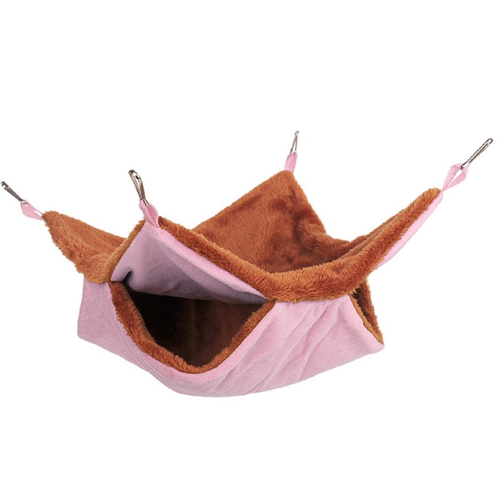 PLAFOPE Double-Layer Plush Hammock for Small Pets, Pink