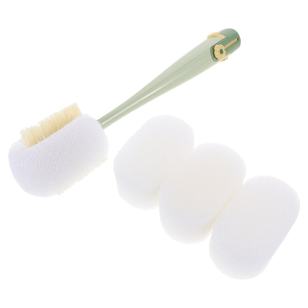 Mikikit Bottle Brush with Long Handle and Flexible Design, PP and ABS Sponge Head