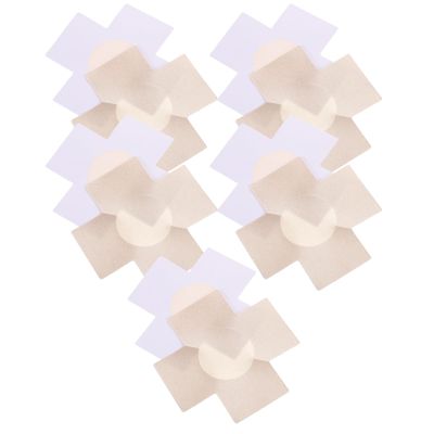 Artibetter Beige Self-Adhesive Fabric Cross-Shaped Nipple Covers, 5 Pairs