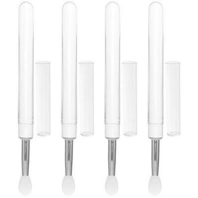 GETAJGHSD 4-Piece Silicone and Aluminum Lip Brushes with Caps