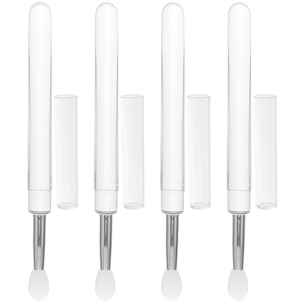 GETAJGHSD 4-Piece Silicone and Aluminum Lip Brushes with Caps