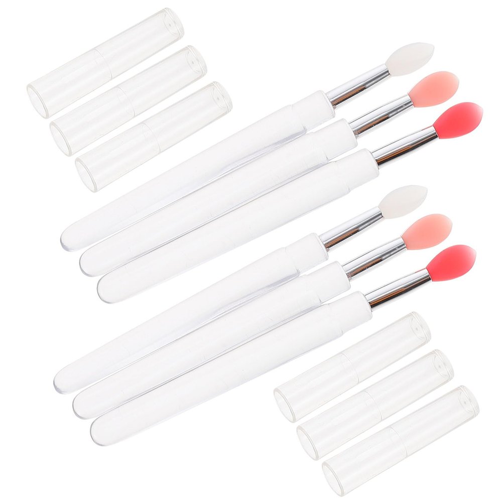 ASAKKURA 6-Piece Portable Silicone Lip Mask Brushes with Soft Brush Heads and Comfortable Handles for Precise Lip Makeup and Eyeshadow Application