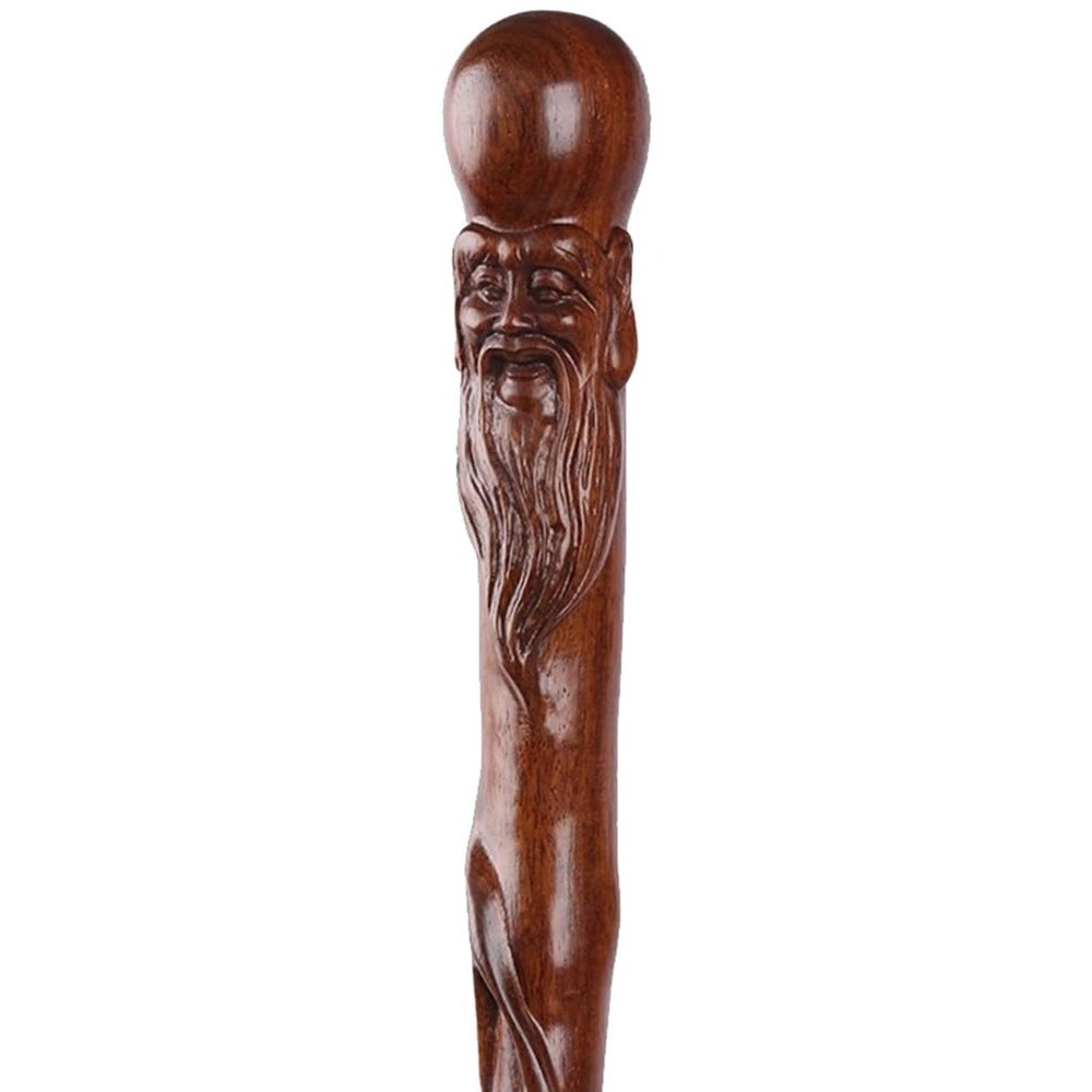 VNVFJKLO Classic Hand-Carved Wooden Walking Cane for Older Adults