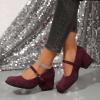 Women's Sandals and Slip-On Pumps with High Block Heel, Wine, EU 38 view 2
