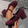 Women's Sandals and Slip-On Pumps with High Block Heel, Wine, EU 38 view 4