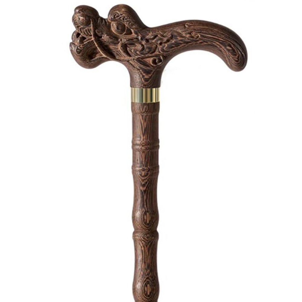 VNVFJKLO Hand-Carved Wenge Wood Cane, Non-Slip and Lightweight, 77 cm, for 145–150 cm Height