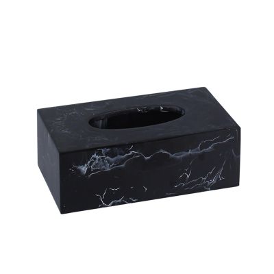 Decorative Rectangular Resin Tissue Box Cover, Black