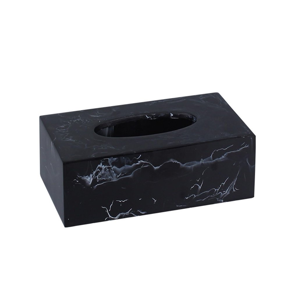 Decorative Rectangular Resin Tissue Box Cover, Black