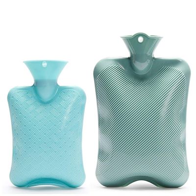 2-Pack Classic Rubber Hot Water Bottles, 2 Sizes, 2 L/1 L, Blue