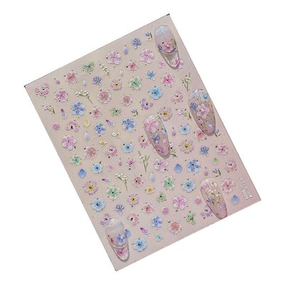 5D Embossed Floral Spring Nail Stickers for DIY Manicures