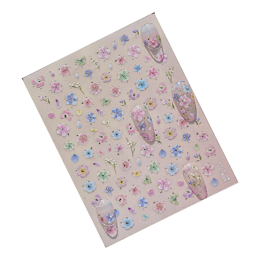 5D Embossed Floral Spring Nail Stickers for DIY Manicures