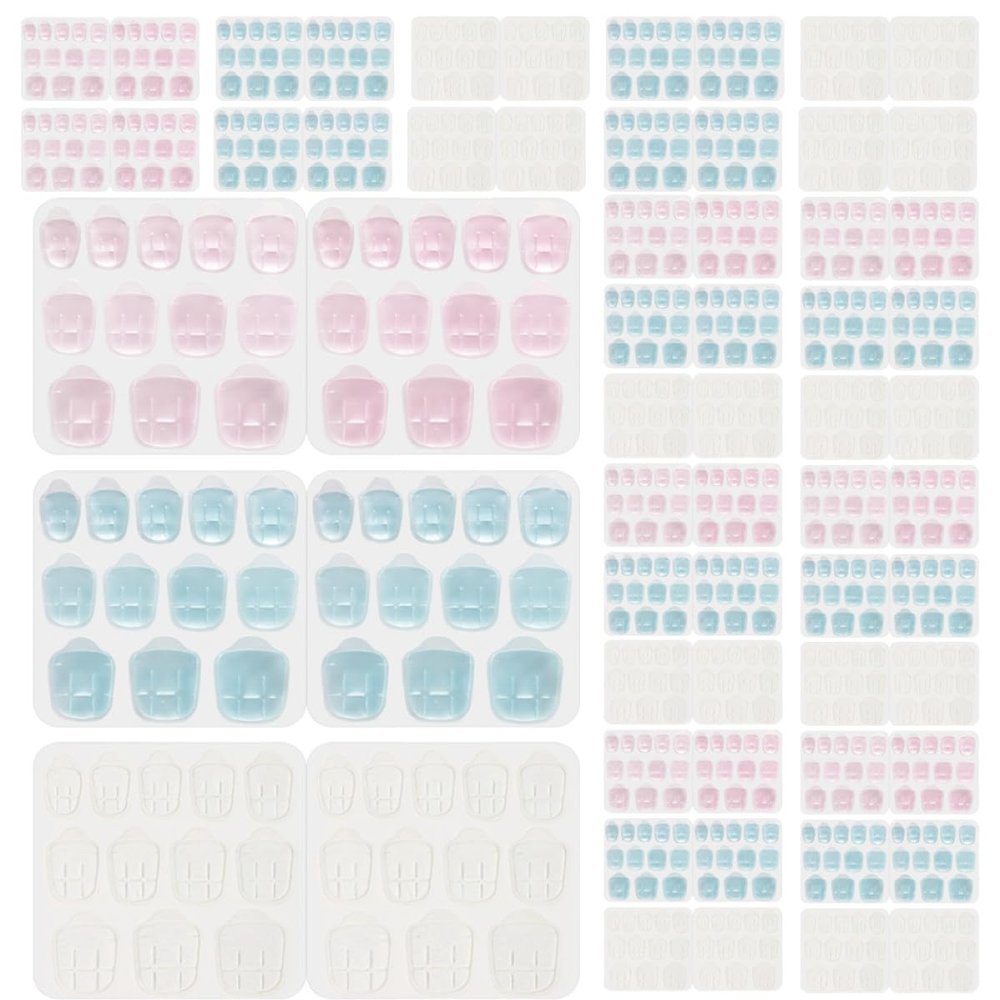 RUNROTOO Easy-Remove Double-Sided Silicone Nail Glue Tabs, 30 Sheets