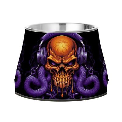 Purple Sea Octopus Art Non-Slip Stackable Stainless Steel Food and Water Bowl for Dogs and Puppies