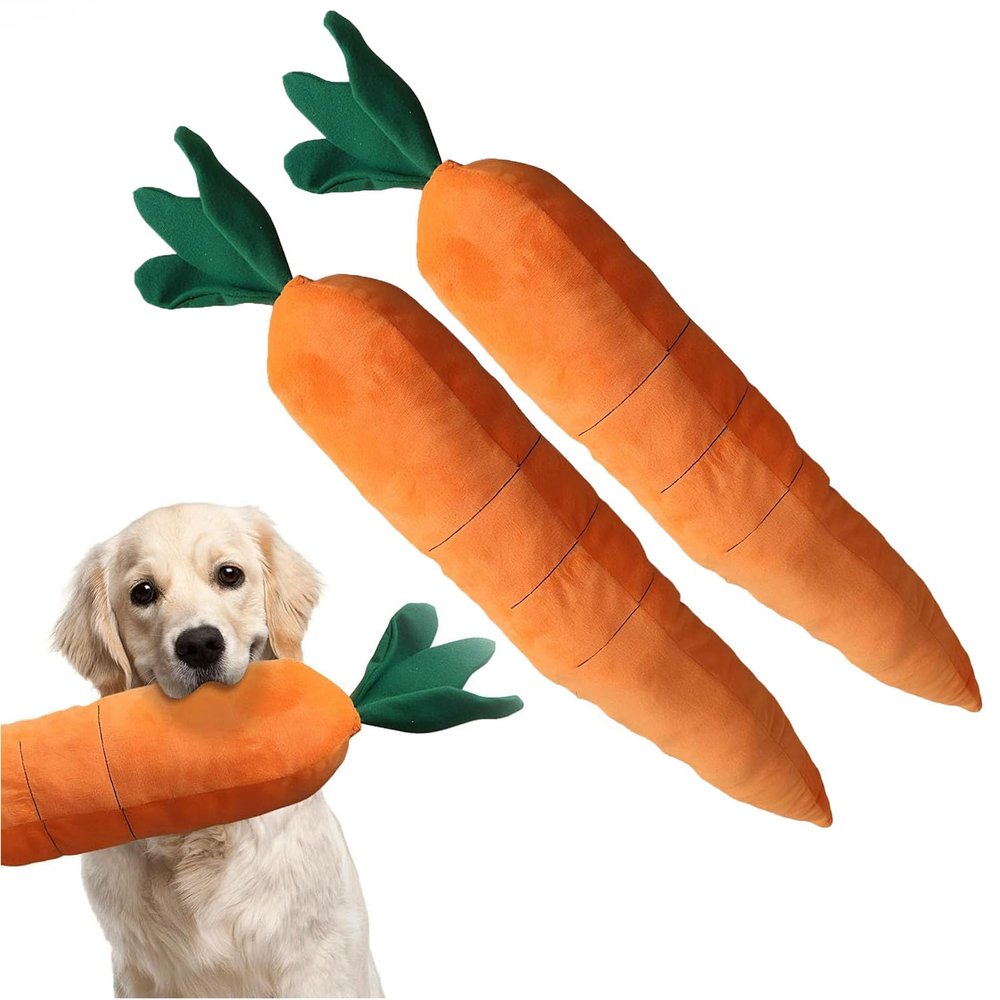 Extra-Large Carrot Dog Toy with Multiple Squeakers
