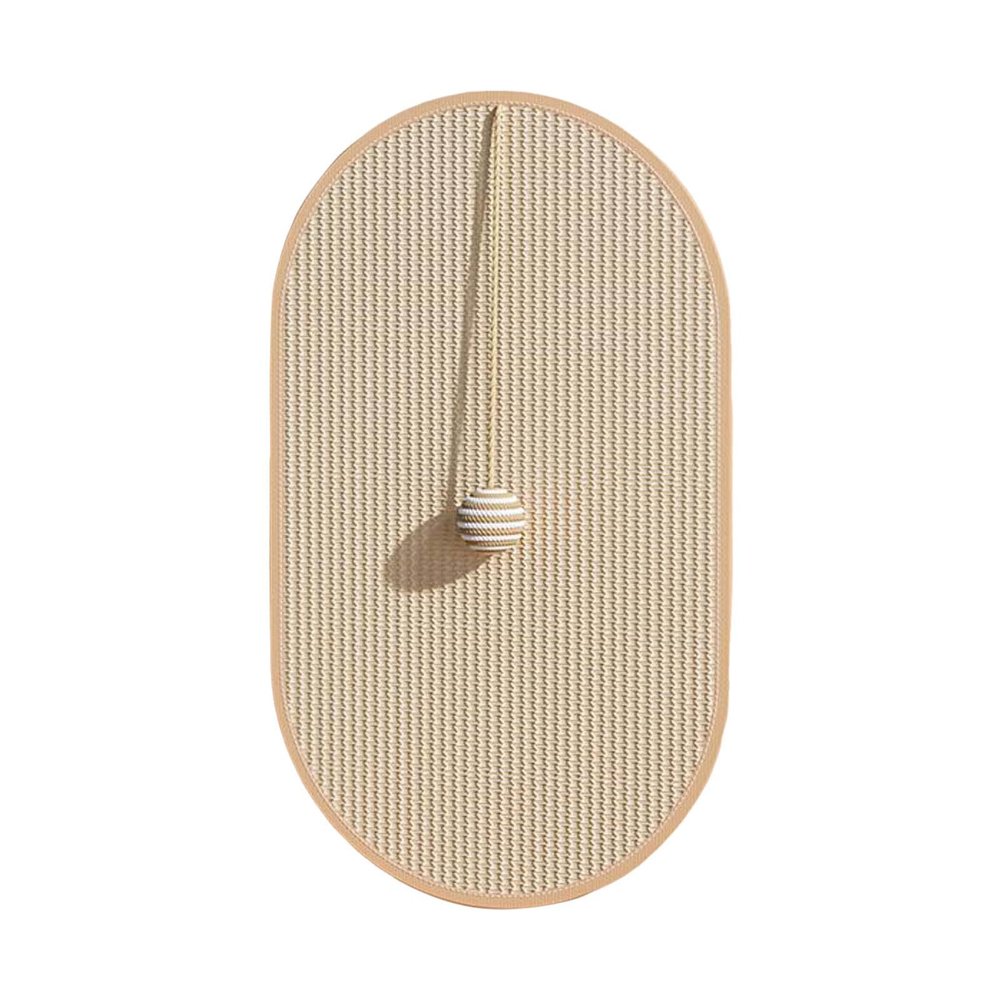 Dog Cooling Mat, Improved Oval Cat Scratching Mat, Sisal Fabric, Beige, 58 x 36 cm