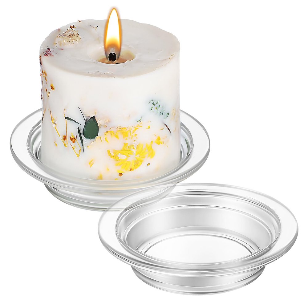 Alasum 2-Piece Glass Candle Dishes for Wax Warmers, Reusable and Easy to Clean, 115 mm Diameter