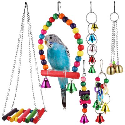 Kisangel Bird Cage Swing Set with Colorful Metal Design