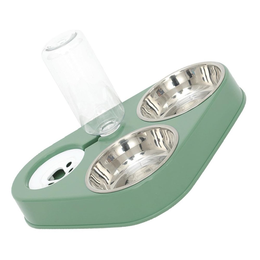PRETYZOOM Automatic Water Dispenser and Food Bowl, PP, PE and Stainless Steel, 500 ml, for Cats and Small Dogs