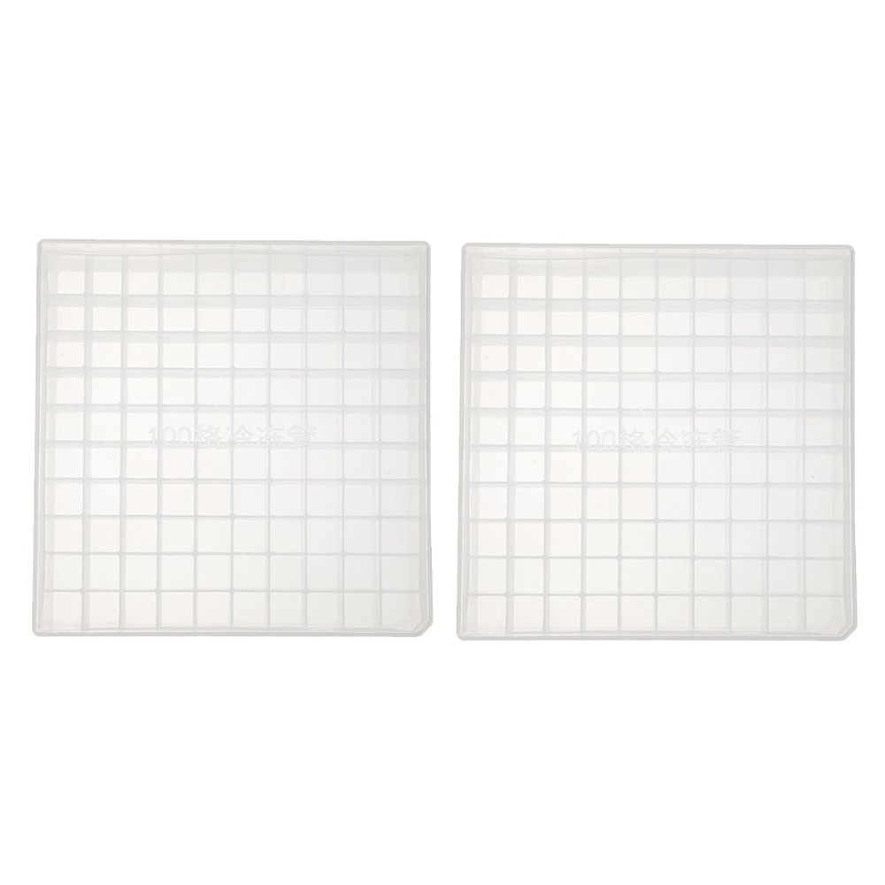 PACKOVE 2-Pack PP Cryovial Boxes, 100 Compartments, for 1.5–2 mL Tubes