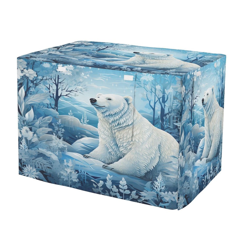 KAAVIYO White Polar Bear Print Waterproof Dog and Cat Crate Cover for Indoor and Outdoor Use