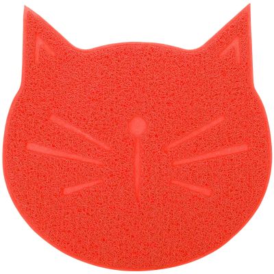Cat-Shaped Feeding Mat, Non-Slip PVC, Red