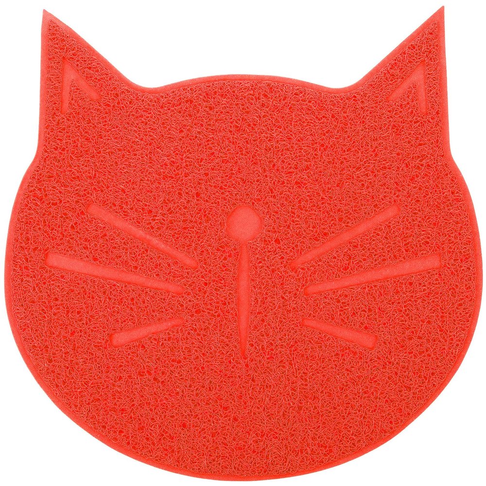 Cat-Shaped Feeding Mat, Non-Slip PVC, Red